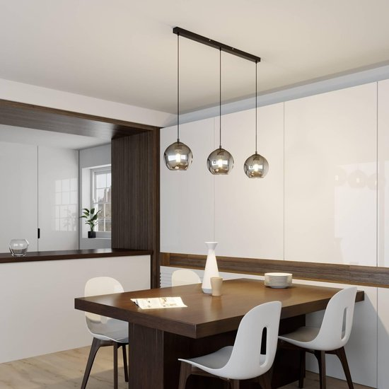 Hengilampi Lindby Sofian hengilampi ljósaperur 3 perur E27 reykgrár 