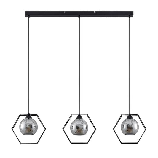 B-grade Lindby Dajanira pendant light, ceiling lamp, hanging light, ceiling lamp, E27, 3 lights, grey 
