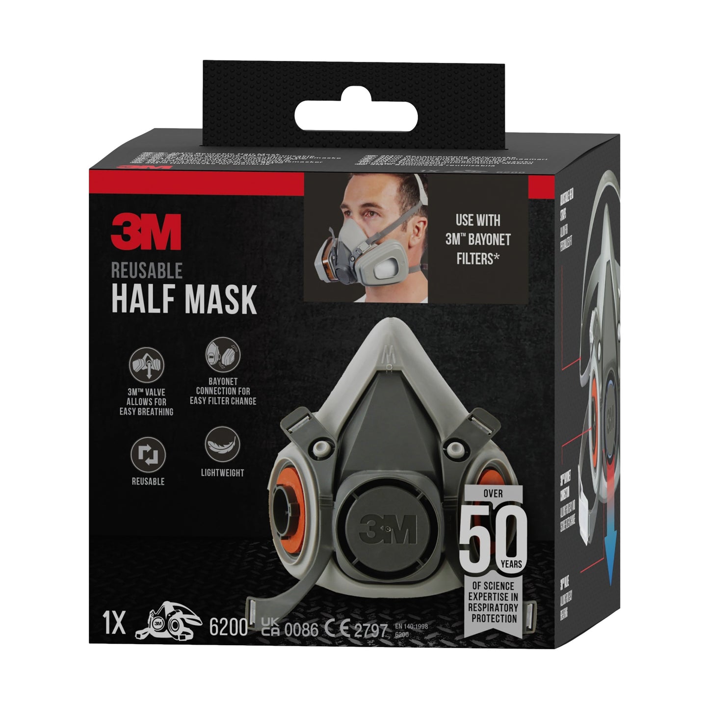 3M™ Halbmasken-Gehäuse 6200 wiederverwendbar, mittelgroß | Packung (1 Stück)