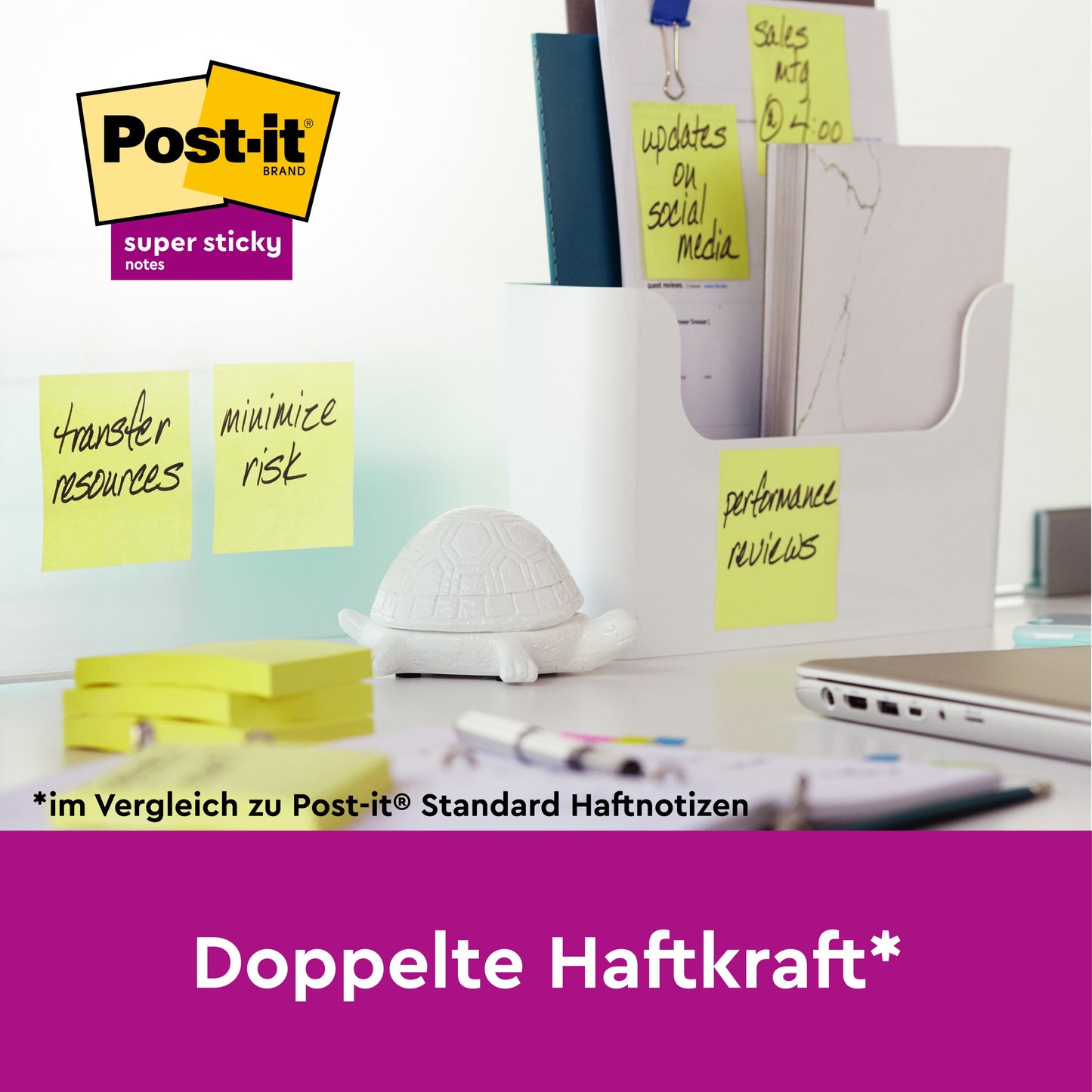 Post-it® Super Sticky Notes, Gelb, 47,6 mm x 47,6 mm, Promotion, 90 Blatt/Block, 21 Blöcke + 3 Gratis/Packung, 100% PEFC, SGSCH-PEFC-COC-110078  | Packung (1 Stück)