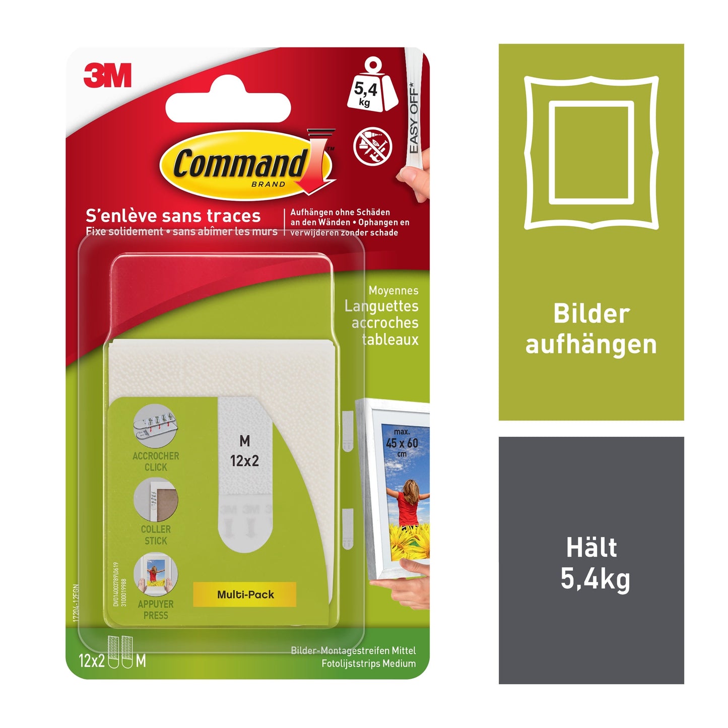 Mittelgroße Command™ Bilder-Montage Strips M 17201-4PKFGN | Packung (1 Stück)