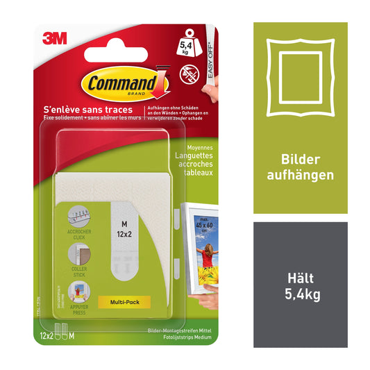 Mittelgroße Command™ Bilder-Montage Strips M 17201-4PKFGN | Packung (1 Stück)