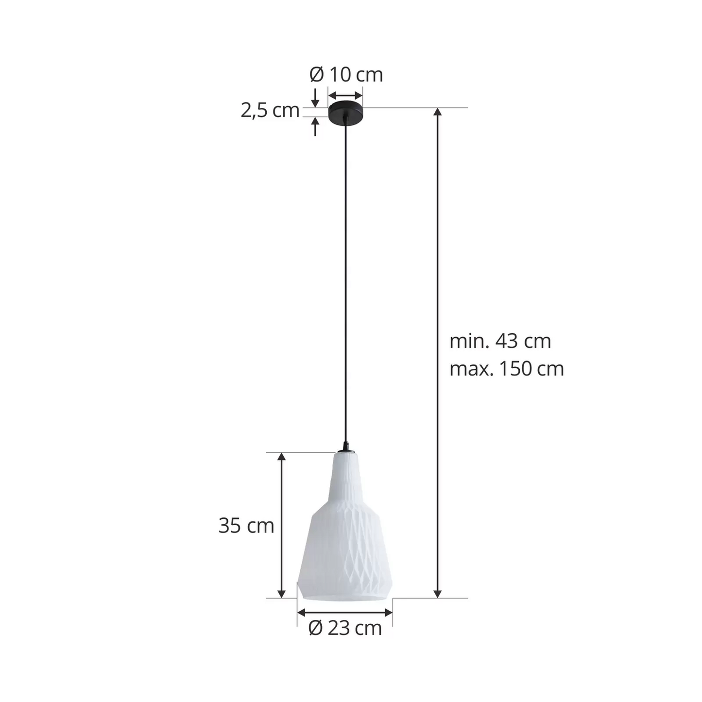 Lindby hengiljós í B-flokki, Belarion, loftlampi úr ópalgleri, ø 23 cm, loftljós