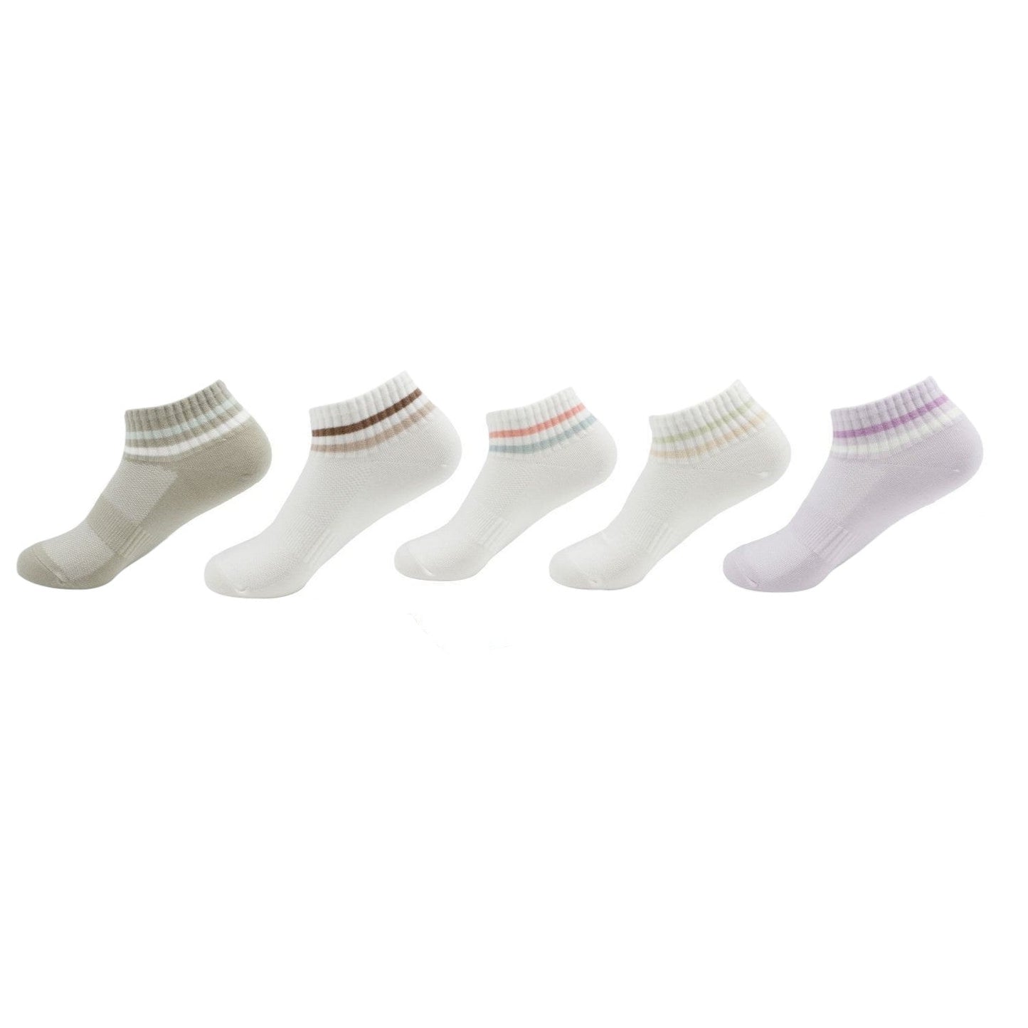 Damen Sneaker Socken » Set 5 Paar Strümpfe » 5er Pack Sneakersocken » Baumwollsocken mit elastischem Mittelfußband