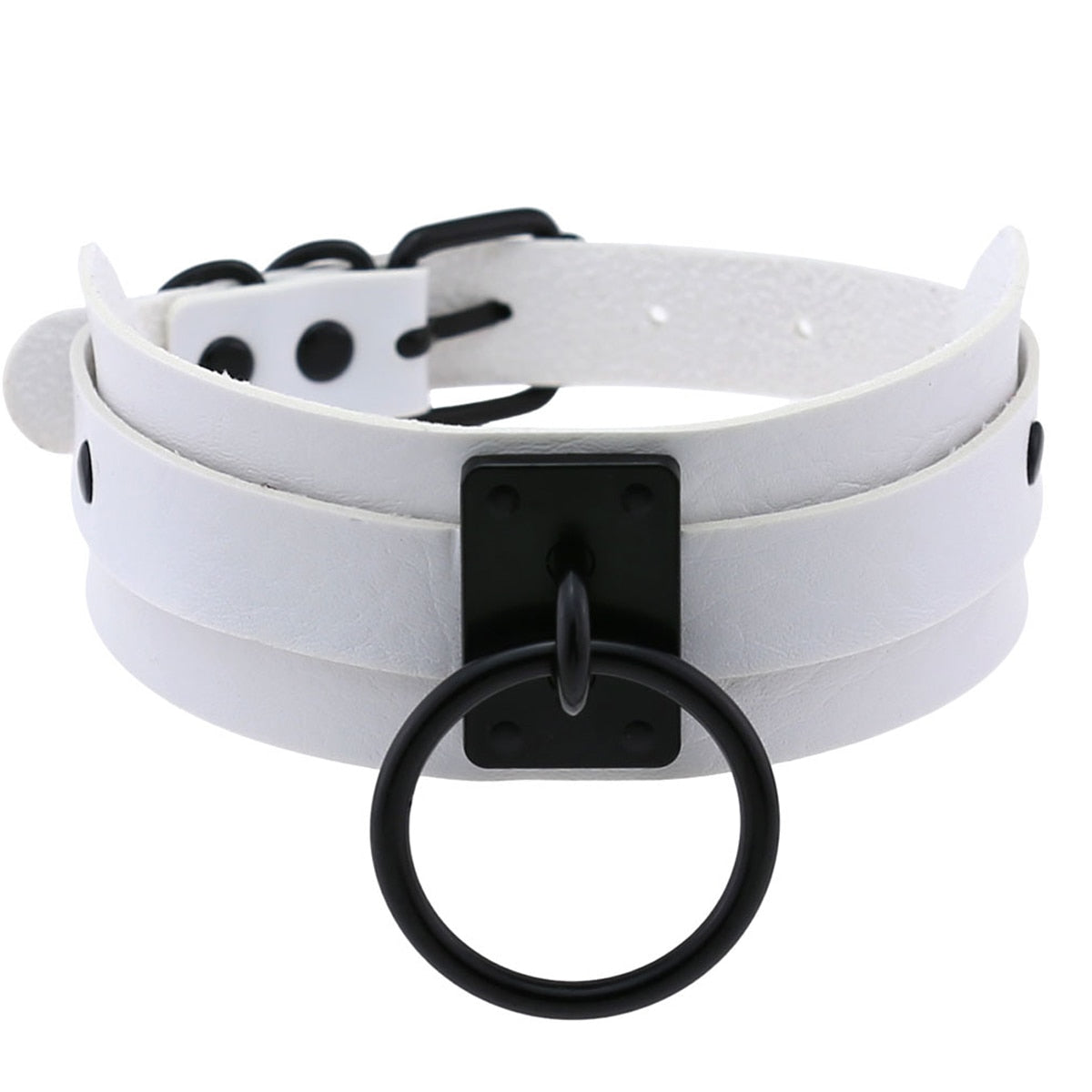 Leather Look Choker Collar