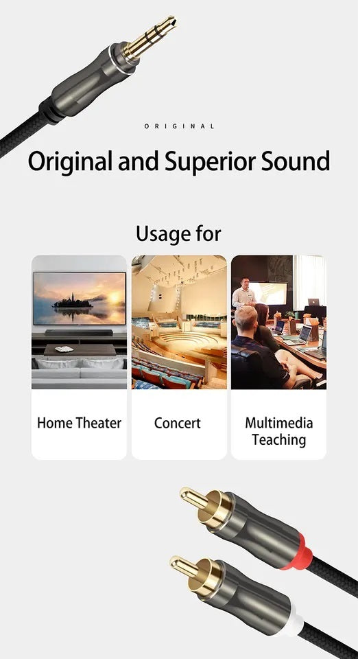 Premium Aux zu Cinch Kabel 3,5mm Klinke Audio 2x Cinch RCA Stecker auf Klinke