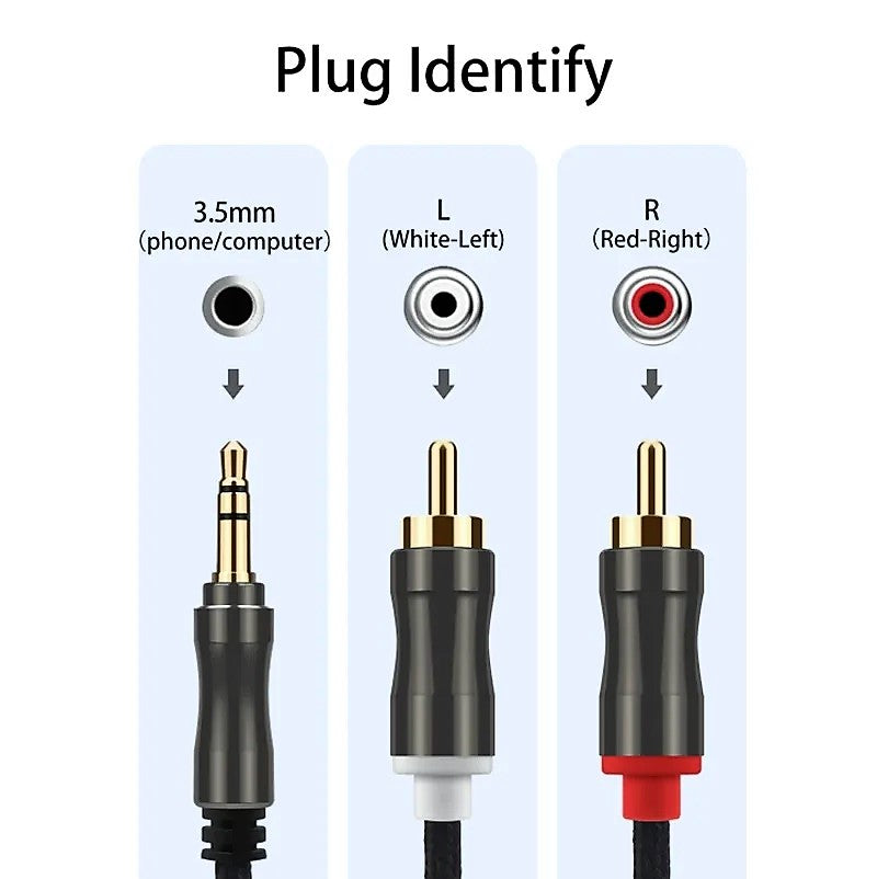 Premium Aux zu Cinch Kabel 3,5mm Klinke Audio 2x Cinch RCA Stecker auf Klinke