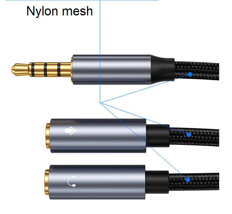 Audio splitter cable adapter 1/2 Headset 3.5mm jack plug 2 socket microphone