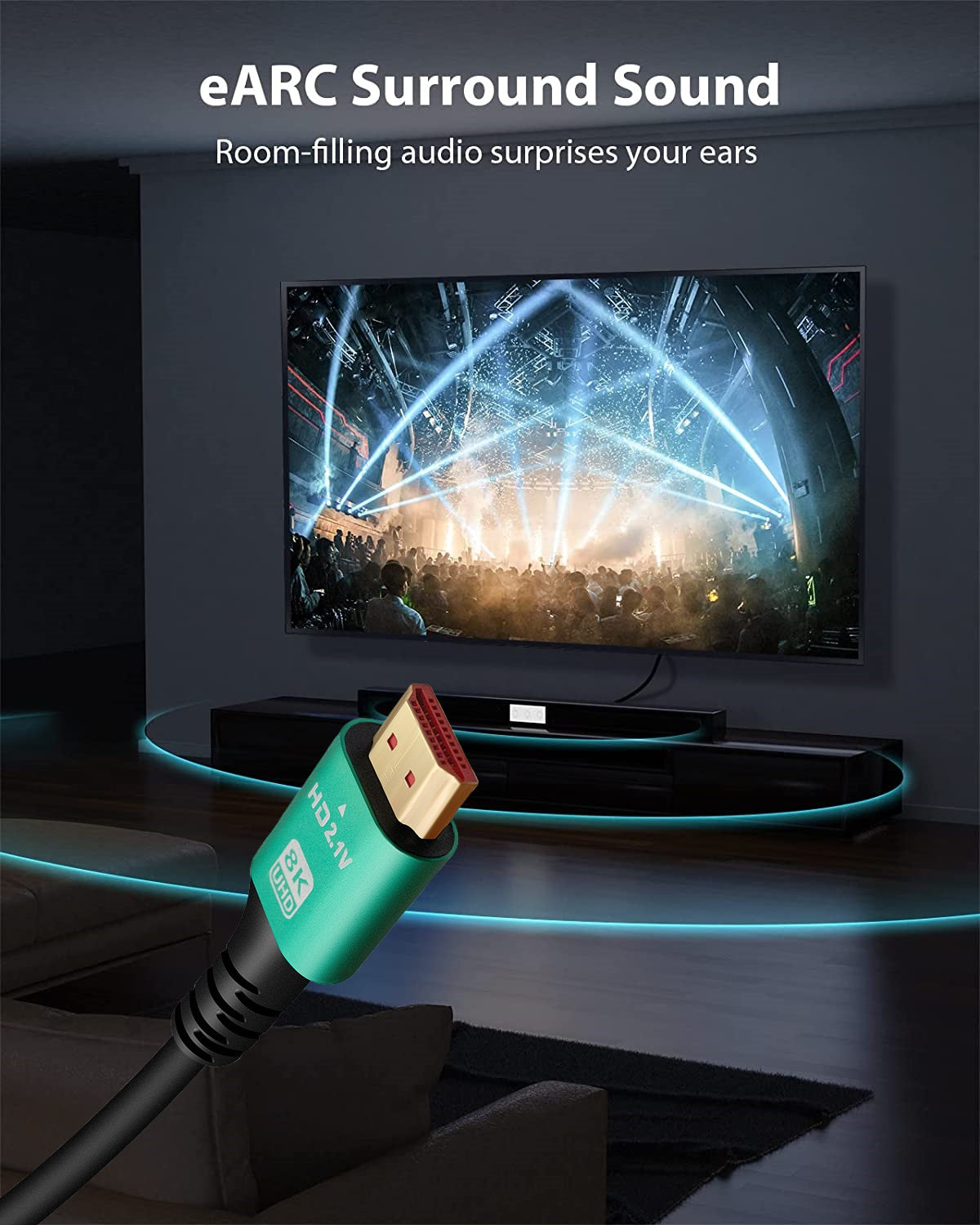 HDMI Kabel 8K HDMI 2.1 UHD 48 Gbit/s eARC 8K@60Hz 4K@120Hz vergoldet