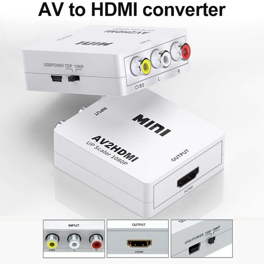 AV RCA zu HDMI Adapter Konverter Full HD 1080P Video Audio TV 3 RCA CVBS HDMI