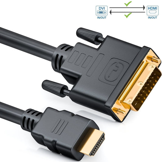 Bidirektionales DVI zu HDMI Kabel DVI-D 24+1 Stecker auf HDMI Stecker 1080p