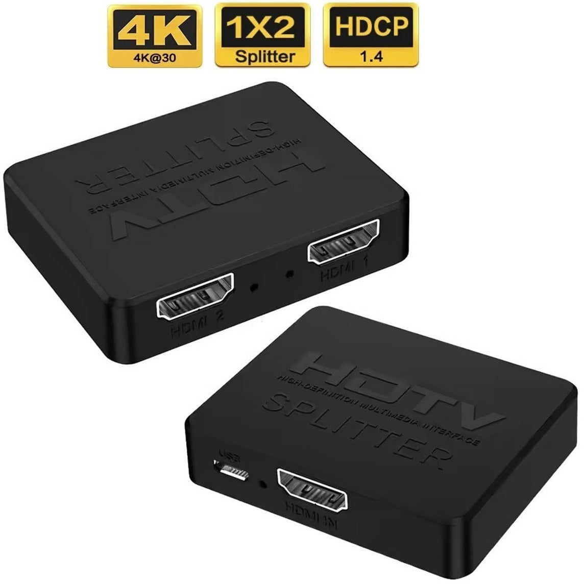 1-in-2-out HDMI Splitter Verteiler 4K 3D 4K@30Hz 1080p@60Hz Ultra HD Adapter