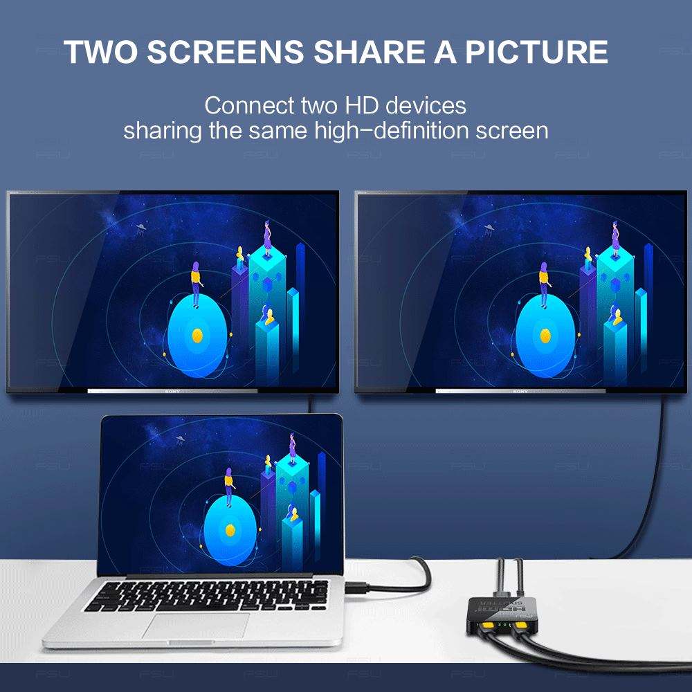 1-in-2-out HDMI Splitter Verteiler 4K 3D 4K@30Hz 1080p@60Hz Ultra HD Adapter