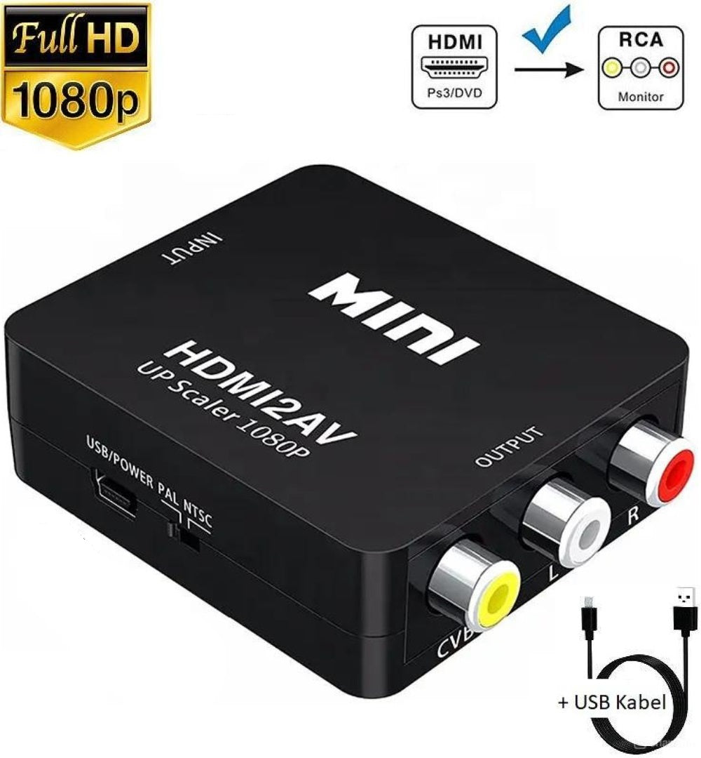 HDMI zu AV Adapter Full HD 1080P HDMI zu Video Audio RCA Konverter USB Kabel