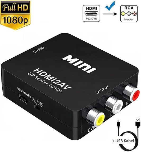 HDMI zu AV Adapter Full HD 1080P HDMI zu Video Audio RCA Konverter USB Kabel