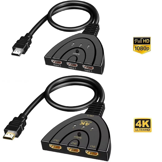 3-in-1-out HDMI Switch Adapter Umschalter 3in1 Ultra HD 4K oder Full HD 1080p