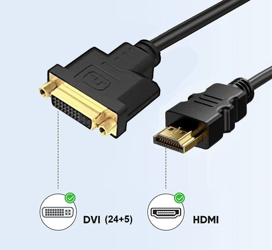 Bidirektionales HDMI zu DVI Adapter Kabel DVI-I Buchse auf HDMI Stecker 1080p