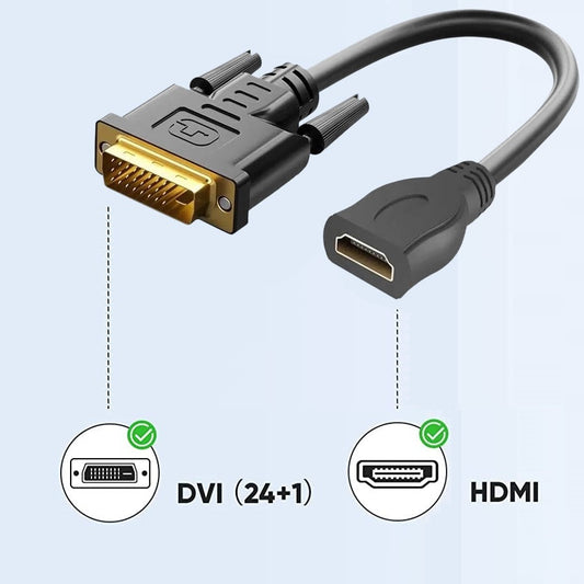 Bidirektionales DVI zu HDMI Adapter Kabel DVI-D Stecker auf HDMI Buchse 1080P