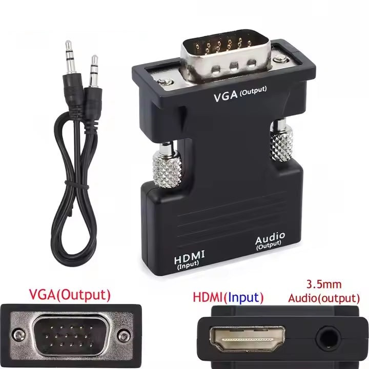 HDMI zu VGA Adapter HDTV Konverter Audio & Videokabel für PC Laptop 1080p @ 60Hz