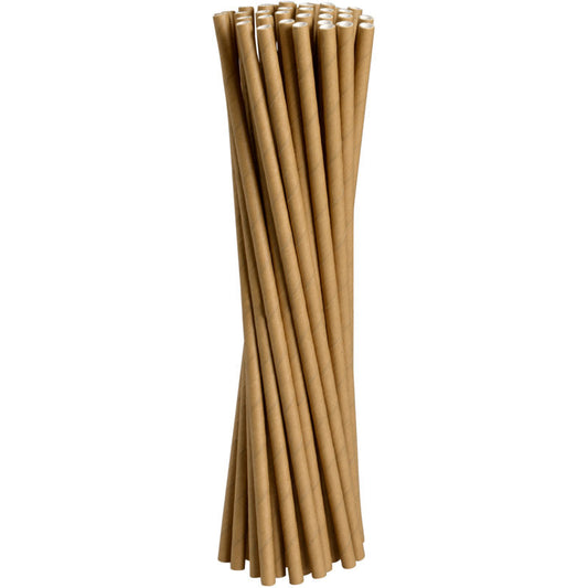 Trinkhalme Papier, Braun, 19,5 cm, ø 6 mm  | Packung (250 Paare)