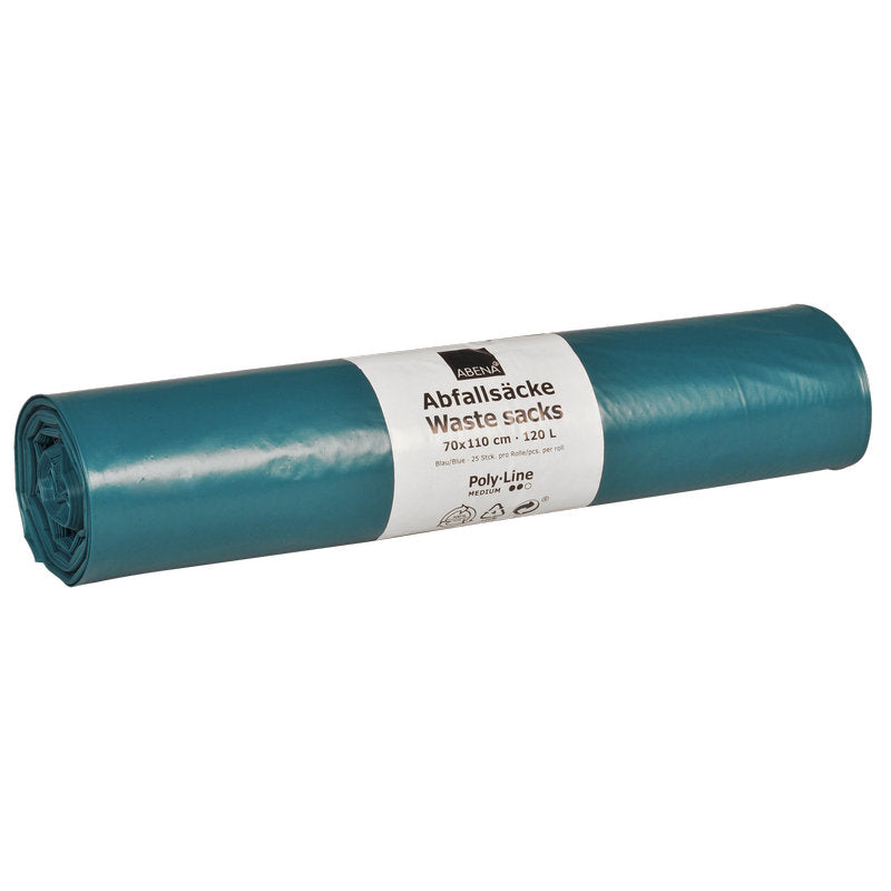 Abfallsäcke 120 L, 700x1100 mm, 38 my, LDPE, Blau    | Rolle (25 Beutel)