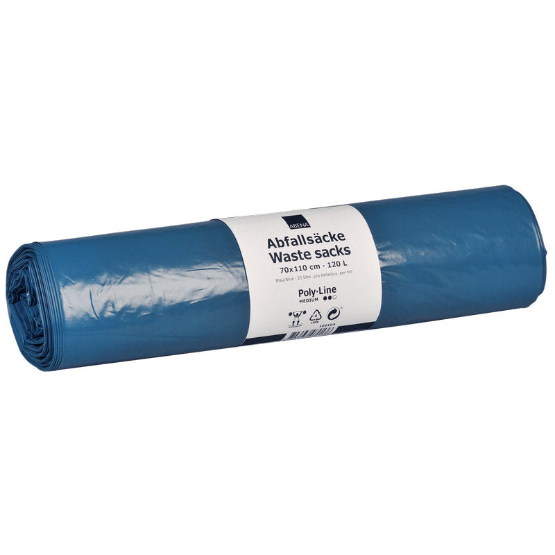Abfallsäcke 120 L, 700x1100 mm, 35 my LLDPE, Blau    | Rolle (25 Beutel)