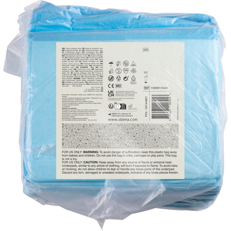 Einweg-Unterlage, ABENA Tissue, 6-lagig, 60x60 cm, Blau  | Packung (25 Paare)