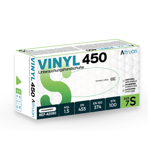 Altruan Vinyl 450 Gloves, Disposable Gloves, Transparent - 100 Pieces