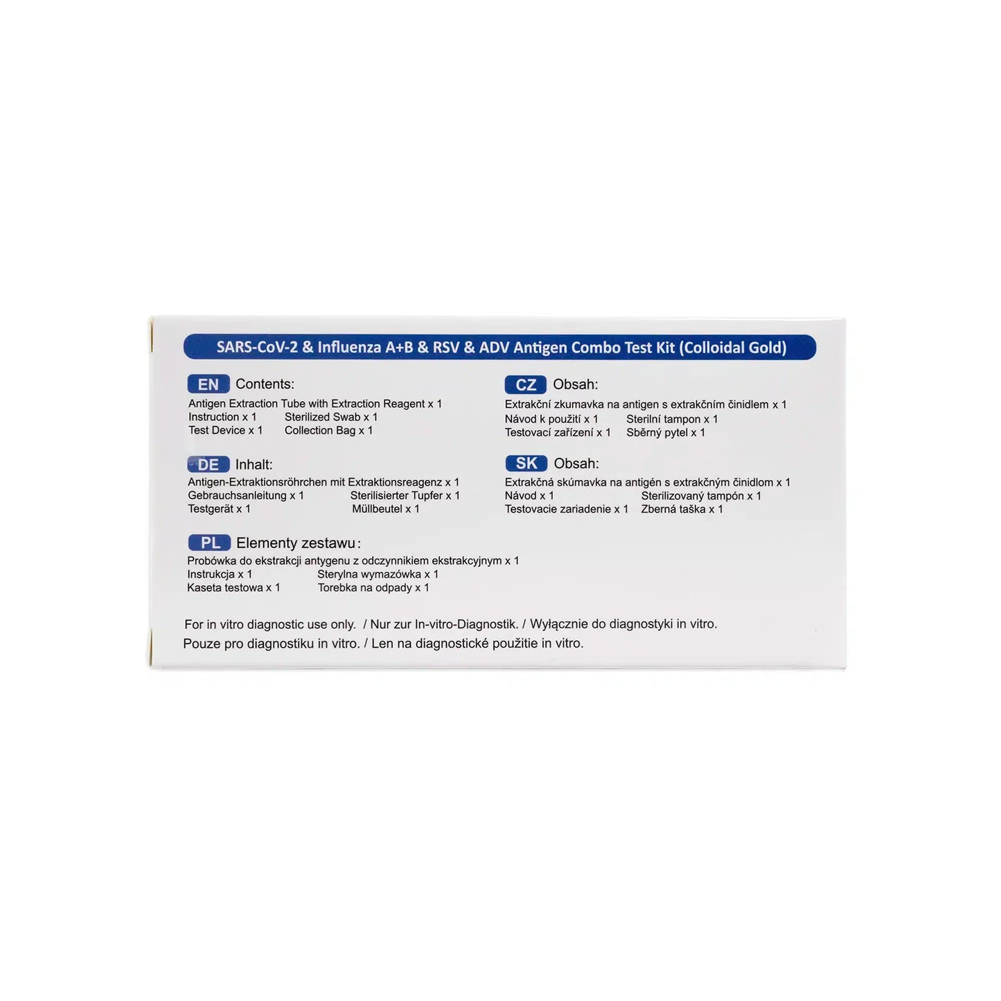DeepBlue Combo 5in1 - Antigen Schnelltest – SARS-CoV-2, Influenza A+B, RSV & Adenovirus | Packung (1 Stück)