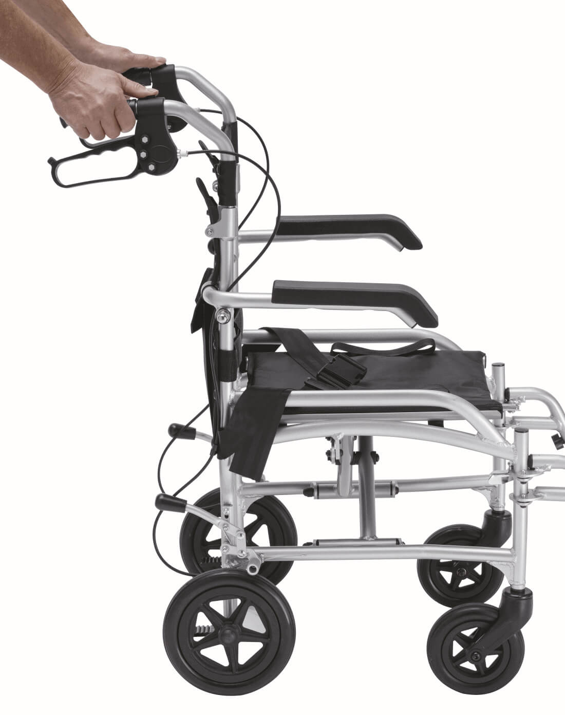 Transferstuhl & Transportrollator – faltbar, 10,6 kg & 100 kg belastbar