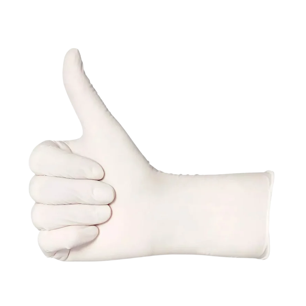 AMPri BASIC-PLUS Powdered Latex Gloves, White | Box (100 pieces)