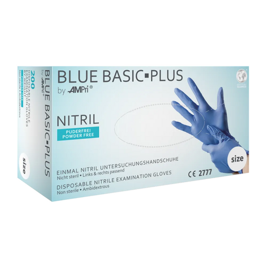 AMPri BASIC-PLUS Nitrile Gloves, Powder-Free, Assorted Colors | Box (200 pieces)