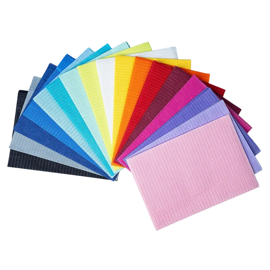 AMPri Dental Disposable Patient Napkins 33 x 45 cm, Assorted Colors | Carton (4 Packs)