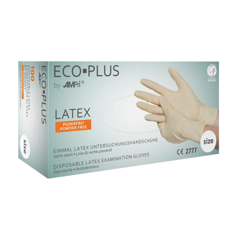 AMPri ECO-PLUS powder-free latex gloves, white