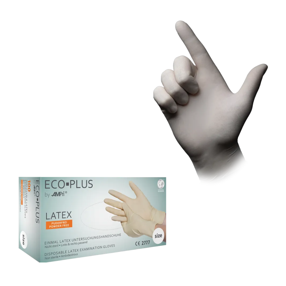 AMPri ECO-PLUS powder-free latex gloves, white
