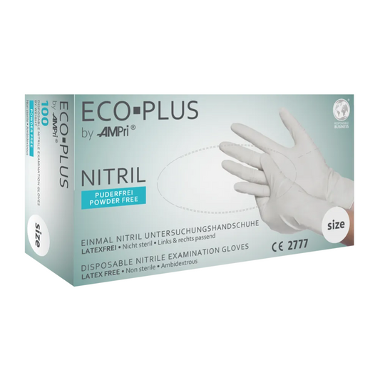 AMPri ECO-PLUS Nitrile Gloves, Powder-Free, White
