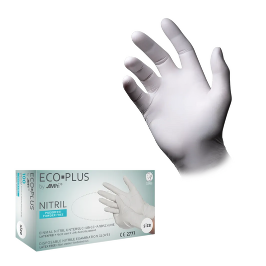 AMPri ECO-PLUS Nitrile Gloves, Powder-Free, White