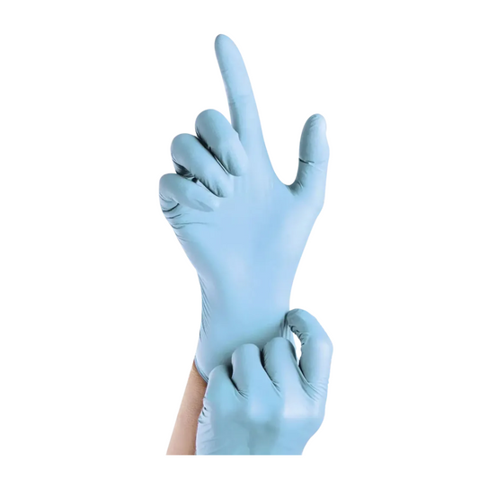 AMPri Epiderm Protect Blue PLUS Nitrile Gloves by MED-COMFORT, powder-free, Blue | Box (100 pieces)