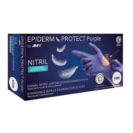 AMPri Epiderm Protect Purple Nitrile Gloves by MED-COMFORT, powder-free, purple | Box (100 pieces)