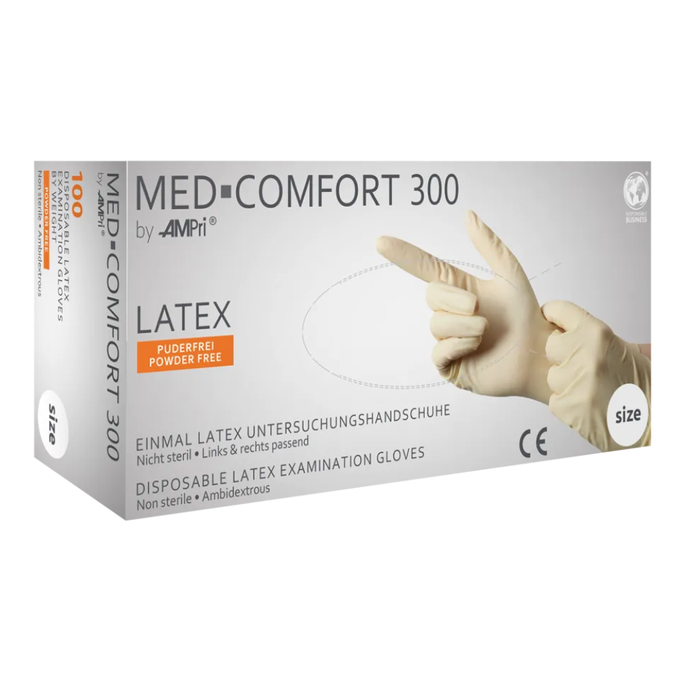 AMPri MED-COMFORT 300 Latex gloves, powder-free, white