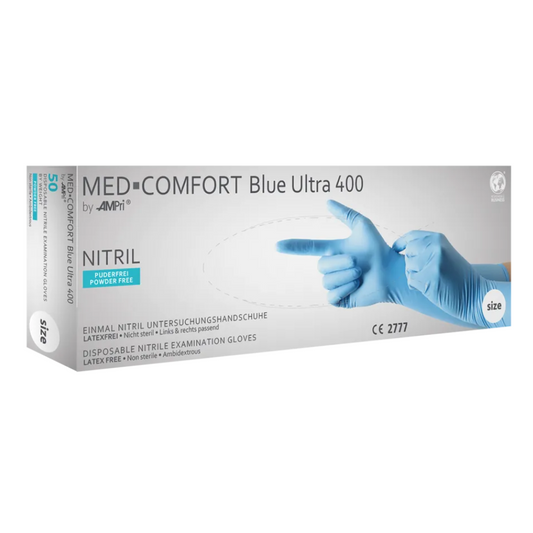 AMPri MED-COMFORT BLUE ULTRA 400 Nitrile Gloves Extra Long, Blue