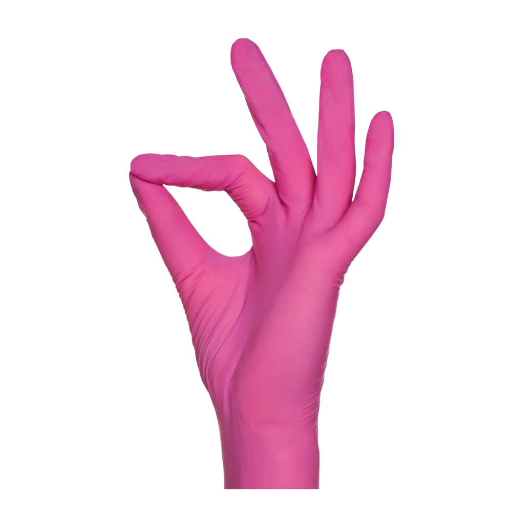 AMPri Nitrile Gloves in Pink, Powder-Free - 100 Gloves