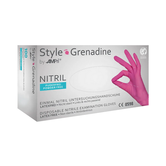 AMPri Nitrile Gloves in Pink, Powder-Free - 100 Gloves