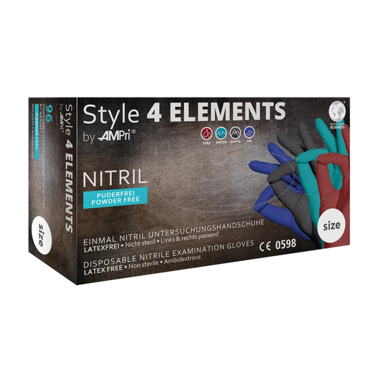 AMPri STYLE 4 ELEMENTS Nitrile Gloves, Powder-Free, Assorted Colors