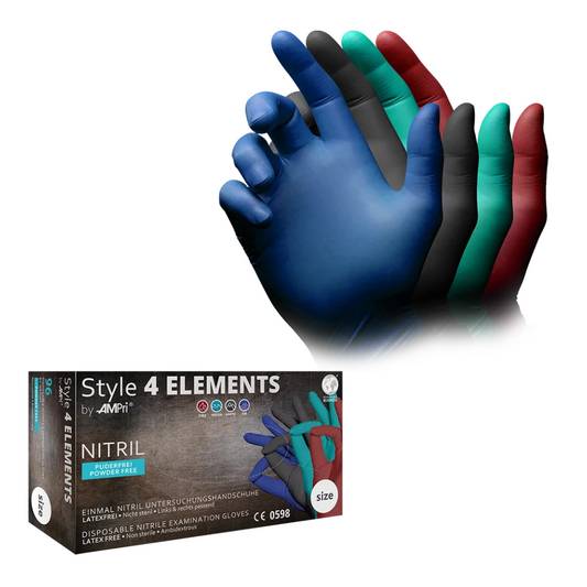 AMPri STYLE 4 ELEMENTS Nitrile Gloves, Powder-Free, Assorted Colors