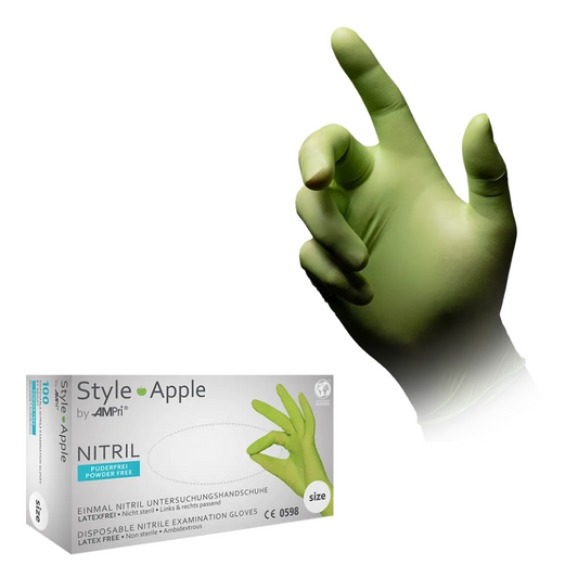 AMPri STYLE APPLE Powder-free nitrile gloves by MED-COMFORT, apple green
