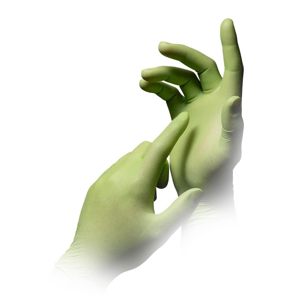 AMPri STYLE APPLE Powder-free nitrile gloves by MED-COMFORT, apple green