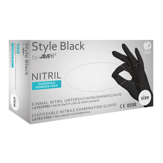 AMPri STYLE BLACK Powder-free nitrile gloves by MED-COMFORT, Black