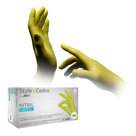 AMPri STYLE CEDRO Nitrile Gloves, Powder-Free by MED-COMFORT, Green
