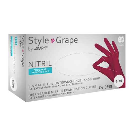 AMPri STYLE GRAPE nitrile gloves powder-free by MED-COMFORT, Bordeaux